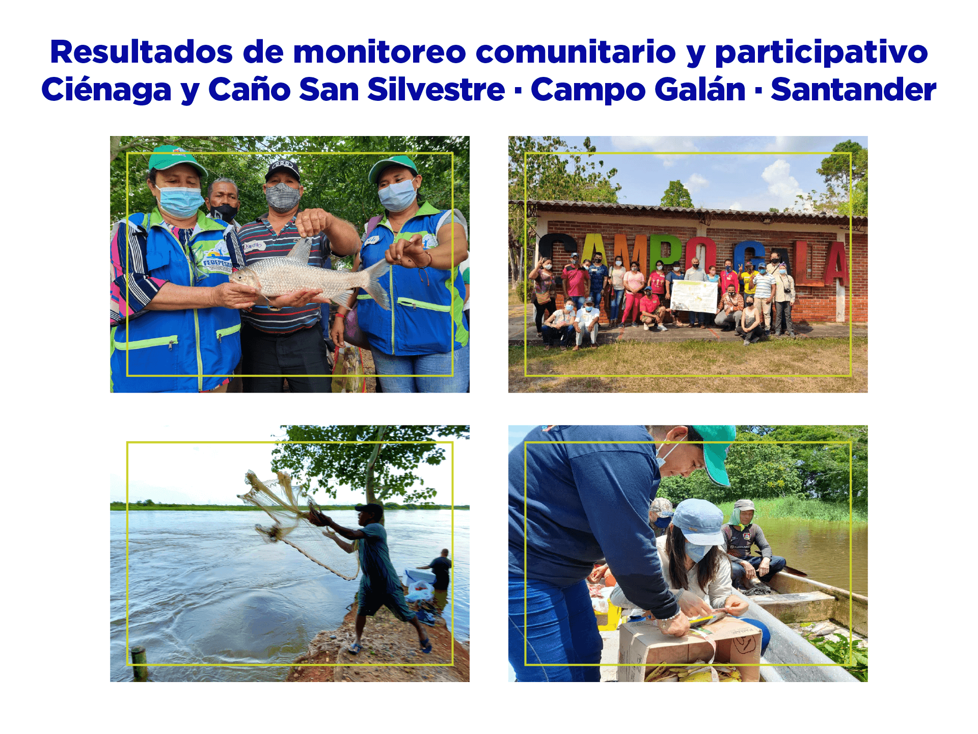 Resultados de monitoreo comunitario y participativo · Ciénaga y Caño San Silvestre · Campo Galán · Santander