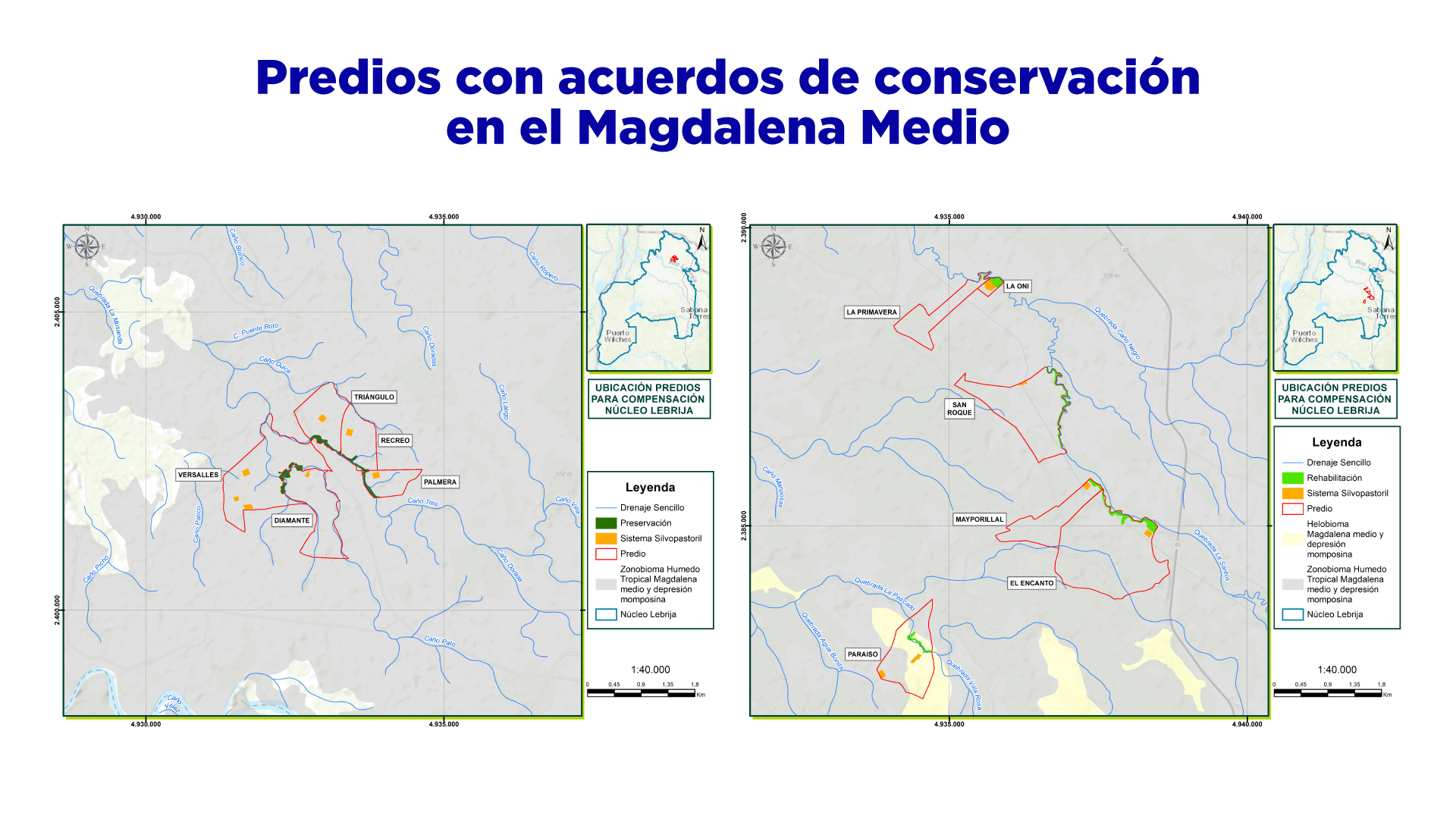 Predios con acuerdos de conservación en el Magdalena Medio