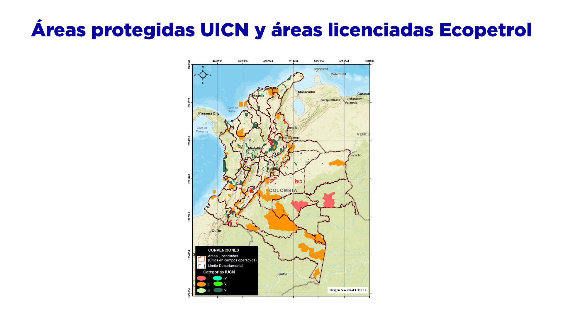 Áreas protegidas UICN y áreas licenciadas Ecopetrol