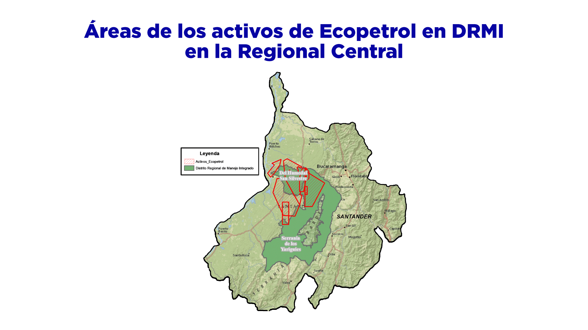 Áreas de los activos de Ecopetrol en DRMI en la Regional Central