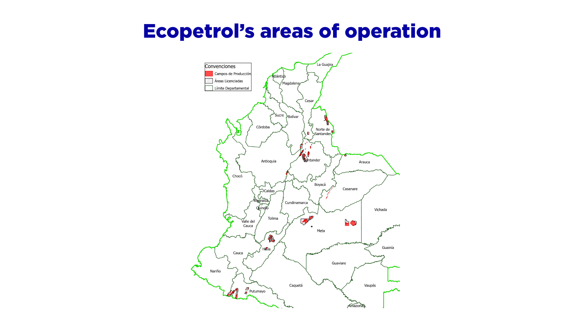 Ecopetrol's areas of operation