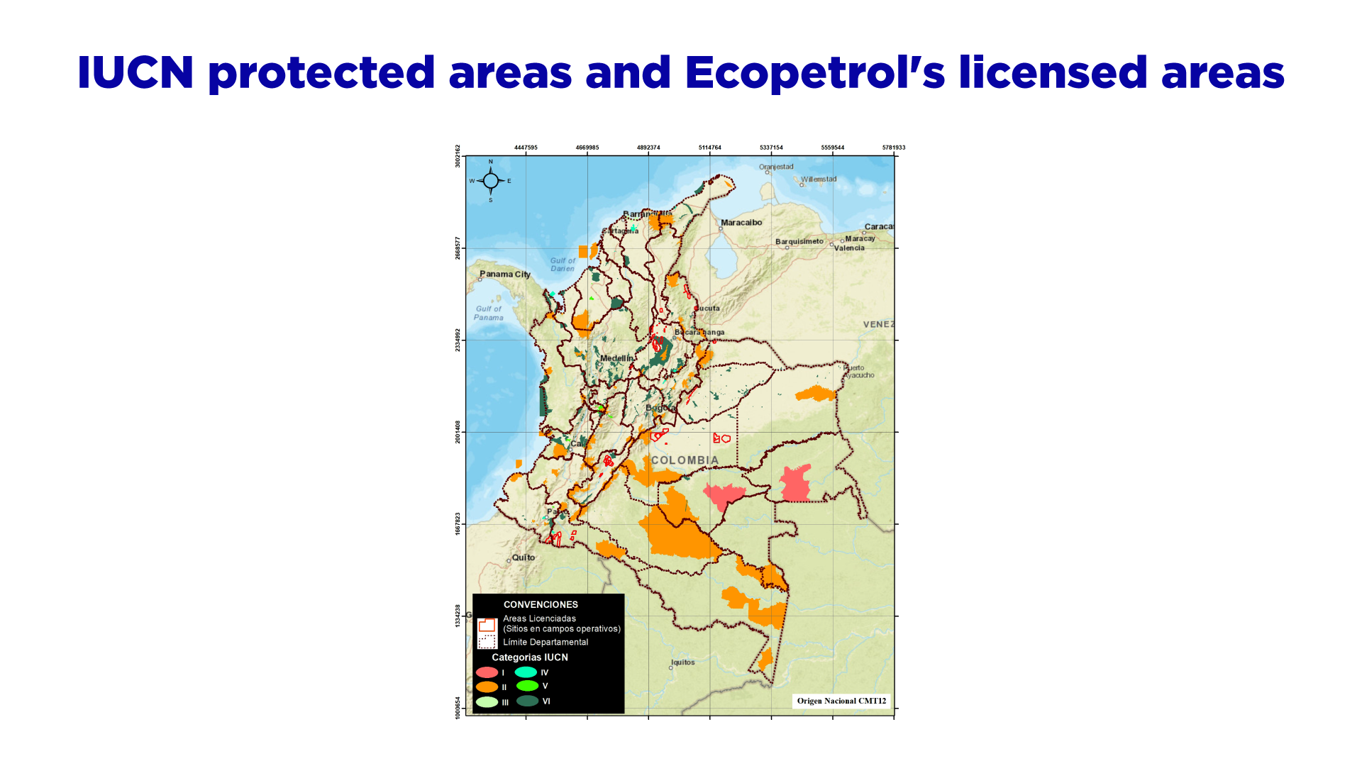IUCN protected areas and Ecopetrol's licensed areas